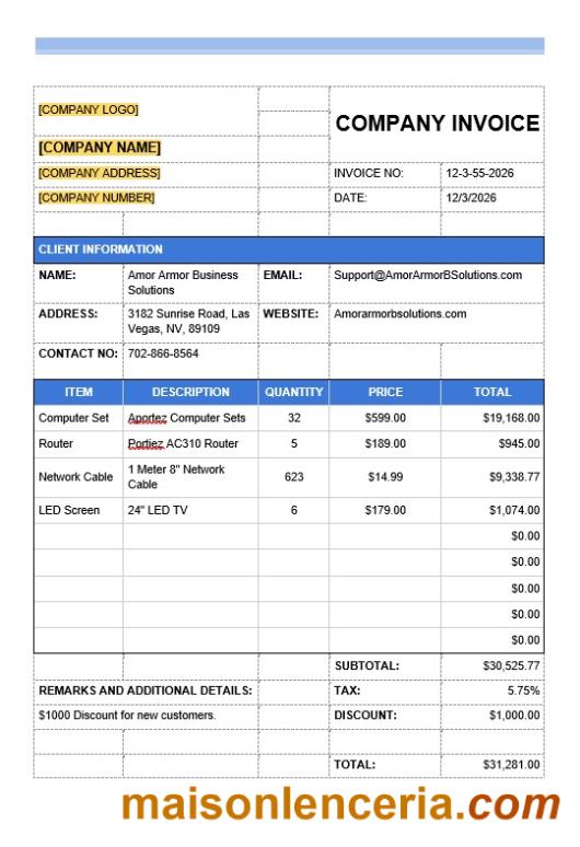 Przykładowy szablon faktury firmy IT w formatach Word i PDF